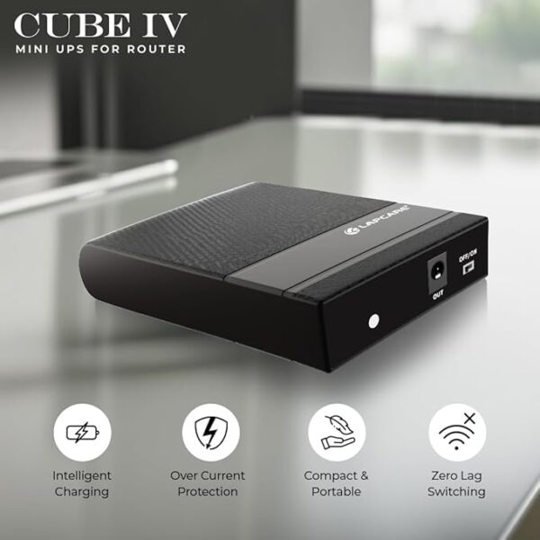 LAPCARE Cube IV Mini UPS for WiFi Router| Up to 4 Hours PowerBackup |Router UPS Compatible with 12V <2A Routers, FTTH, Modem, Set Top Box, Automatic Switching| Battery 4000mah & Smart Charging - Image 4