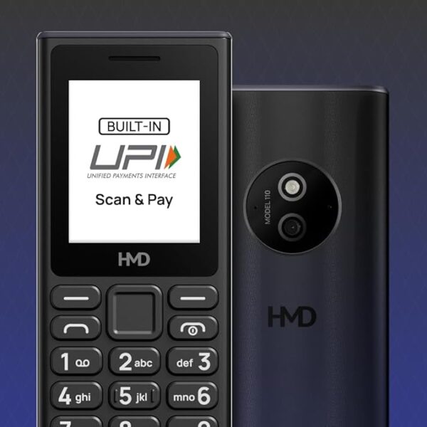 HMD 110 Keypad Phone with Built-in Scan & Pay UPI App, Rear Camera, Long-Lasting Battery, Wireless FM Radio | Black - Image 3