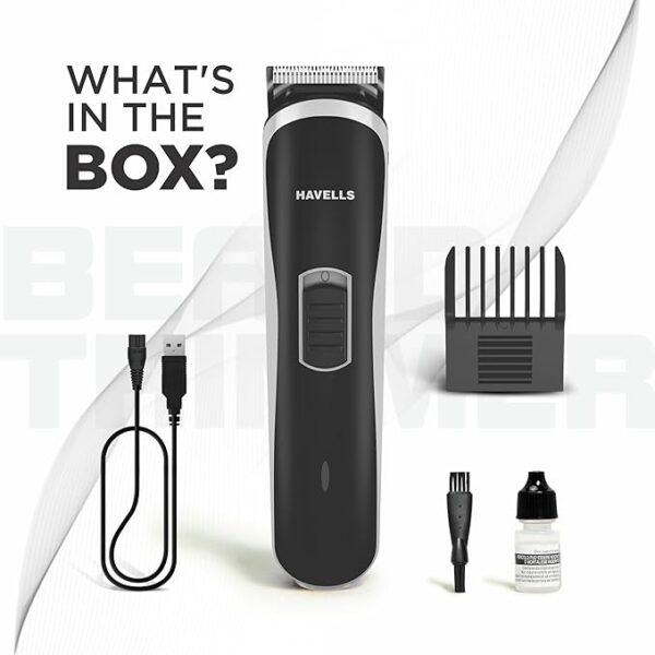 Havells BT2111 Rechargeable Beard Trimmer with SS Blades | Zero Trim with 0.5 Mm Precision | 45 Min Runtime,Battery Powered Black)-Men - Image 2