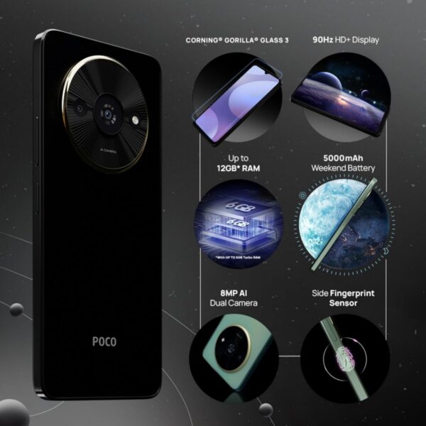 POCO C61 Diamond Dust Black 4GB RAM 64GB ROM - Image 6