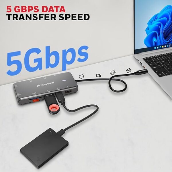 Honeywell Newly Launched 10-in-1 Type C Dock with Dual 4K HDMI, 1GBPS RJ45 Ethernet Port, 2xUSB 3.0, 1xUSB 2.0 & Type C 3.0 PD100W, VGA port, SD & MicroSD Slot, for All Type C Devices- Windows/MacBook - Image 5
