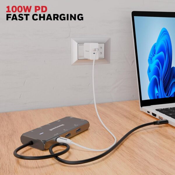 Honeywell Newly Launched 10-in-1 Type C Dock with Dual 4K HDMI, 1GBPS RJ45 Ethernet Port, 2xUSB 3.0, 1xUSB 2.0 & Type C 3.0 PD100W, VGA port, SD & MicroSD Slot, for All Type C Devices- Windows/MacBook - Image 6