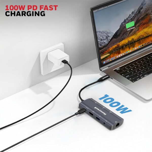 Honeywell New Launch 9-in-1 Type C Dock with 4K HDMI, 1GBPS RJ45 Ethernet Port, 2xUSB 3.0, 1xUSB 2.0 & Type C 3.0 PD100W, SD & Micro SD Slot, Audio Port for All Type C Devices- Windows/MacBook - Image 5