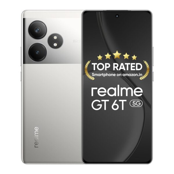 realme GT 6T 5G (Fluid Silver,12GB RAM+256GB Storage) | India's 1st 7+ Gen 3 Flagship Chipset | 1.5M + AnTuTu Score | 5500mAh+120W | The World's Brightest Flagship Display