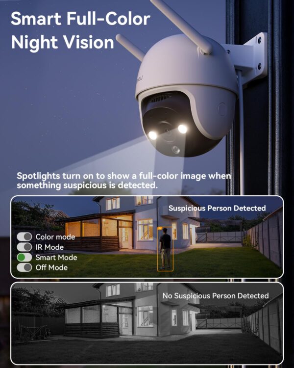Imou 3MP CCTV Camera for Home Outdoor, 360° Security WiFi Camera, Full Color Night Vision 30M, Human Detection, 2-Way Talk, Siren Alarm, Compatible with Alexa, Supports 512GB SD Card, IP66, DK7 - Image 3