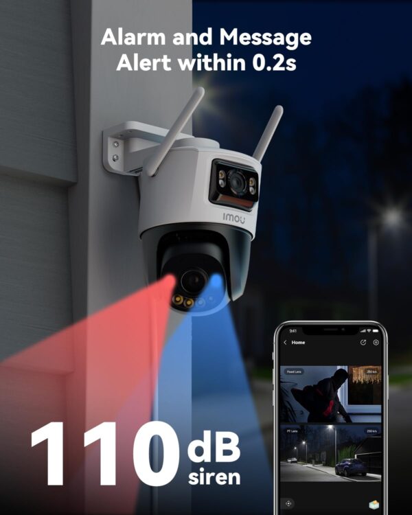 Imou 3MP+3MP 1296p Dual Lens CCTV Camera Home Outdoor, Pan-Tilt Wi-Fi Camera, AI Human and Vehicle Detection, Smart Color Night Vision, Red-Blue Warning Light, Two Way Talk, Privacy Mode,Weatherproof - Image 5