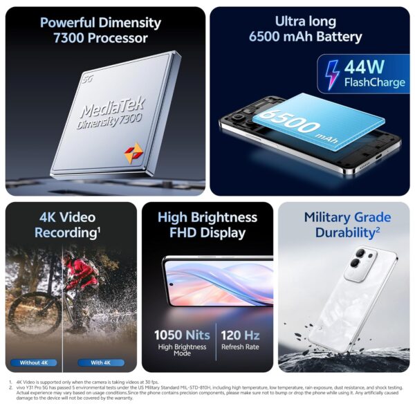 vivo Y31 Pro 5G (Dreamy White, 8GB RAM, 128GB Storage) - Image 2