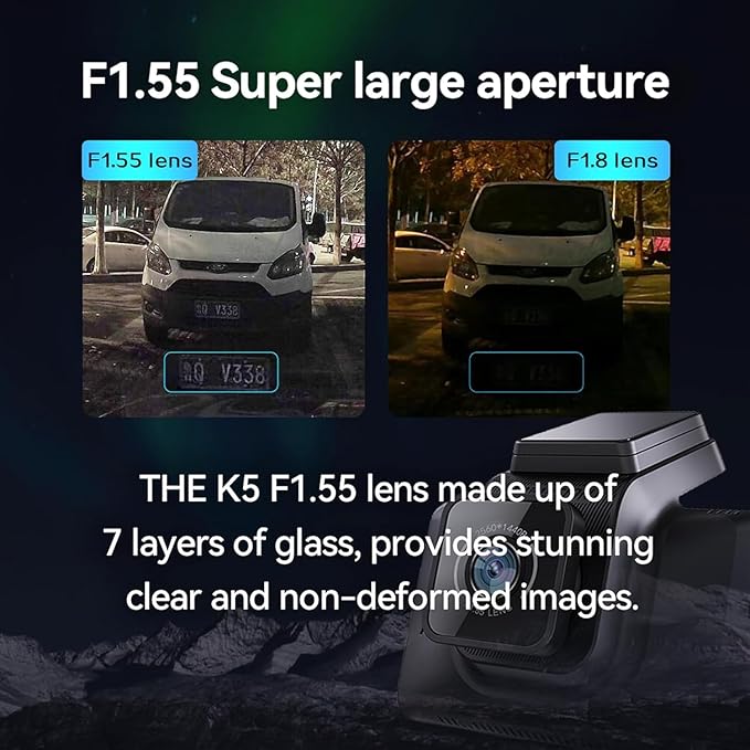 Hikvision Car Dash Camera K5|2K Dual Channel|3 Inch Touch Screen|2K Front HD |1080P Rear HD|140° Coverage|G Sensor|Voice Recognition|Emergency Recording|256GB SD Support,Black Without Hardwired KIT - Image 6