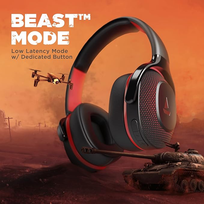 Boat Rockerz 425 Bluetooth Wireless Over Ear Headphones with Mic Signature Sound, Beast Mode for Gaming, Enx Tech, ASAP Charge, 25H Playtime, Bluetooth V5.2 (Active Black) - Image 4