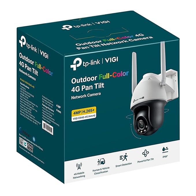 TP-Link VIGI C540-4G 4MP HD Outdoor Full-Color Pan Tilt Network Camera | IP66 Waterproof | 360° Monitoring | Two-Way Audio | H.265+ | 4mm Lens | Remote Management CCTV - Image 3