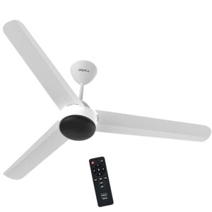 Impex Bldc Ceiling Fan 1200 Mm Atom 28 5 stars Rated Ceiling Fans For Home With Remote Control | Upto 65% Energy Saving High Speed Fan Having 4 Years Warranty (Matte White)