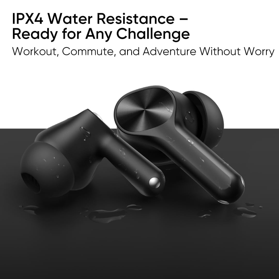 Compatible with Realme T200 Lite True Wireless Bluetooth Earbuds with QuadMic, AI ENC forClear Calls, Up to 48HPlayback, Fast Charging,Low LatencyGaming Mode,Google Fast Pair,(Volt Black) AS-Z28 - Image 2