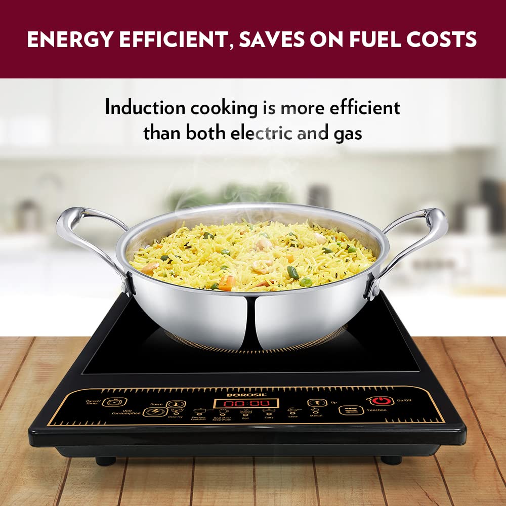Borosil Smartkook Electric Induction Stove, Glass Surface, Energy Saving, Flame-free Cooking,Black, 1400W - Image 3