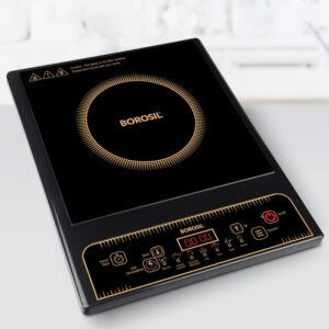 Borosil Smartkook Electric Induction Stove, Glass Surface, Energy Saving, Flame-free Cooking,Black, 1400W