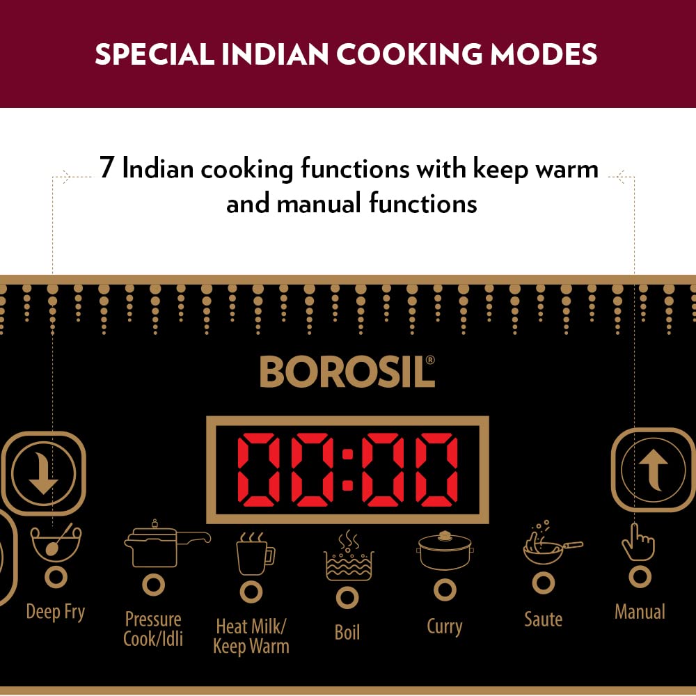 Borosil Smartkook Electric Induction Stove, Glass Surface, Energy Saving, Flame-free Cooking,Black, 1400W - Image 4