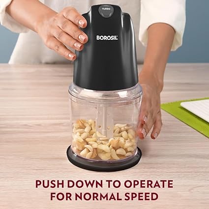 Borosil Chef Delite 260 Watts Electric Chopper for Kitchen, Twin Blade Technology, 500 ml 'chop-n-store' plastic bowl with lid, Vegetable Chopper, Cutter, Chop, Mince, Dice, Whisk, Blend, Black - Image 3