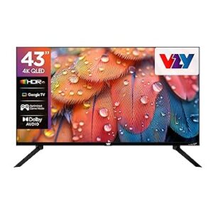 VZY by DishTV 108 cm (43 inch) QLED 4K Ultra HD Smart Google TV | Dolby Audio | Game Mode | HDR10+ | MEMC | 40W Sound | Voice Remote | 1 Year Watcho | 1 Year Royale Sports Kids/Family Pack (X43UHQG5)