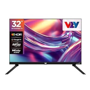VZY by DishTV 80 cm (32 Inches) Full HD LED Smart Google TV | 1 Year Watcho & Royale Sports Kids/Family Pack | Bezel Less Design | Dolby Audio | HDR10 | Voice Remote | Chromecast (X32HDLG5)