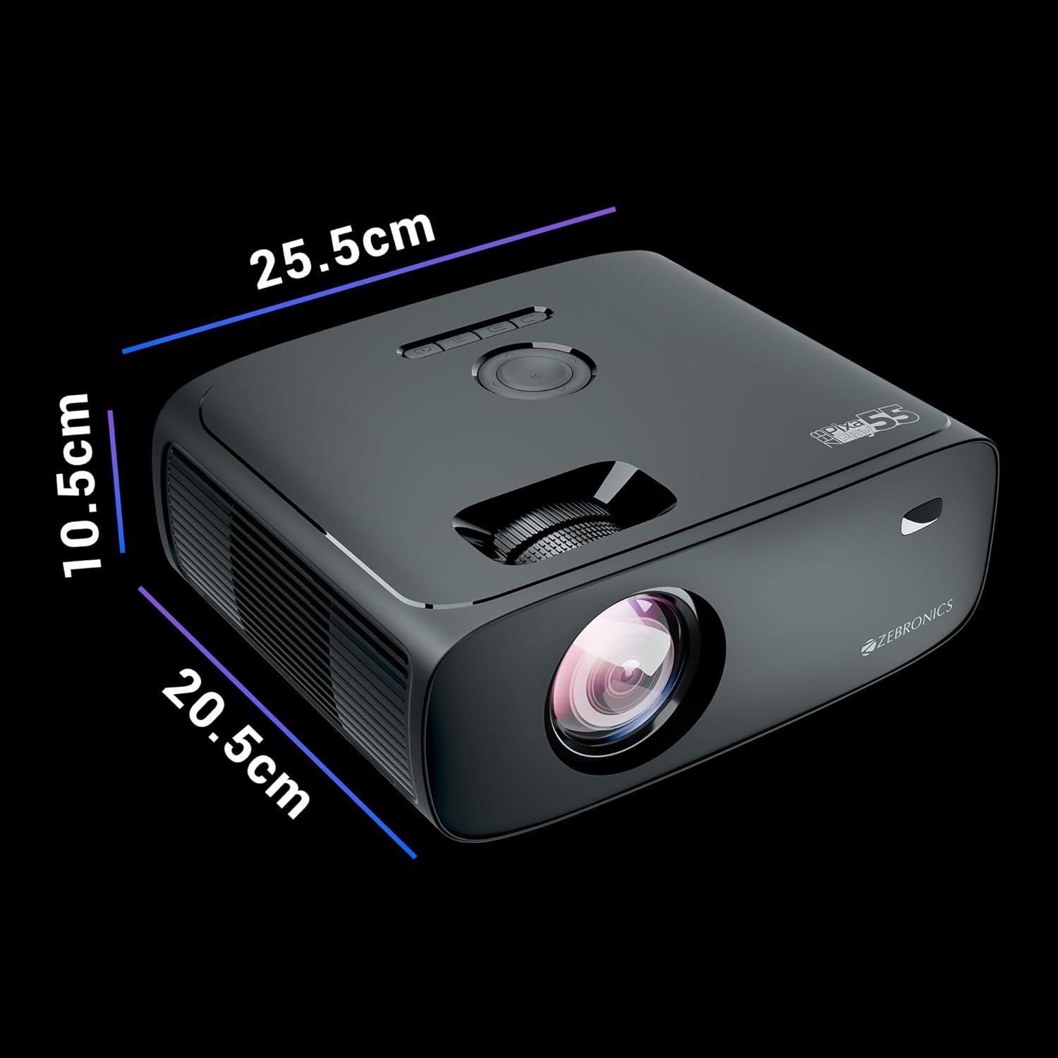 ZEBRONICS PIXAPLAY 55, Smart Projector, 10000 Lumens, 4K Support, 150 Inch Screen Size, Quad Core Processor, Bluetooth, HDMI, USB, WiFi, mSD, AUX, 1080p Native, APP Support, Miracast - Image 4
