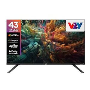 VZY 108 cm (43 Inches) QLED 4K Ultra HD Smart Google TV | Dolby Vision-Atmos | 40W Speaker | HDR10 | Chromecast | 1 Year Watcho Subscription | 1 Year Royale Sports Kids/Family Pack (X43UHQG5AV)