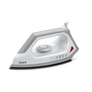 Sujata Espira 1000W Dry Iron for Clothes with German Greblon Non-Stick Soleplate, Adjustable Temperature Control, Overheat Protection, 2 Year Warranty, Lightweight Iron Press (Grey & White)