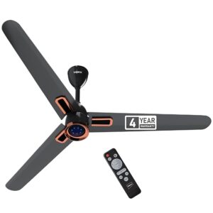 Impex 1200 mm BLDC Ceiling Fan with 7 Speed Remote Control and Timer Function | 5 star Rated Energy Efficient Ceiling Fan Up to 65% | Aluminium Body | 4 Year Warranty | Atom Glow (Smoke Brown)