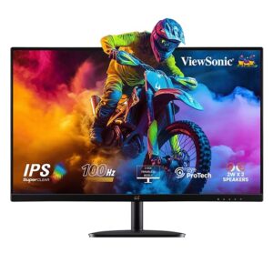 ViewSonic 27 Inch 1920 X1080 Pixels IPS Home and Office Monitor with 100Hz AMD Free Sync, Dual Speaker, Wall Mount, Bezelless, Eye-Care, FlickerFree, Srgb105%, HDMI, VGA - VA2732-MH