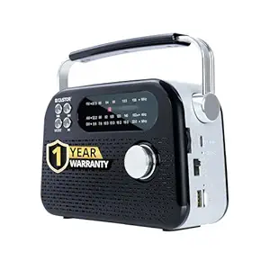 CASTOR iBELL FM820BT Portable FM Radio with Bluetooth Speaker, Rechargeable Battery, USB SD MP3 Player & Dynamic Speaker 3 Band, Black