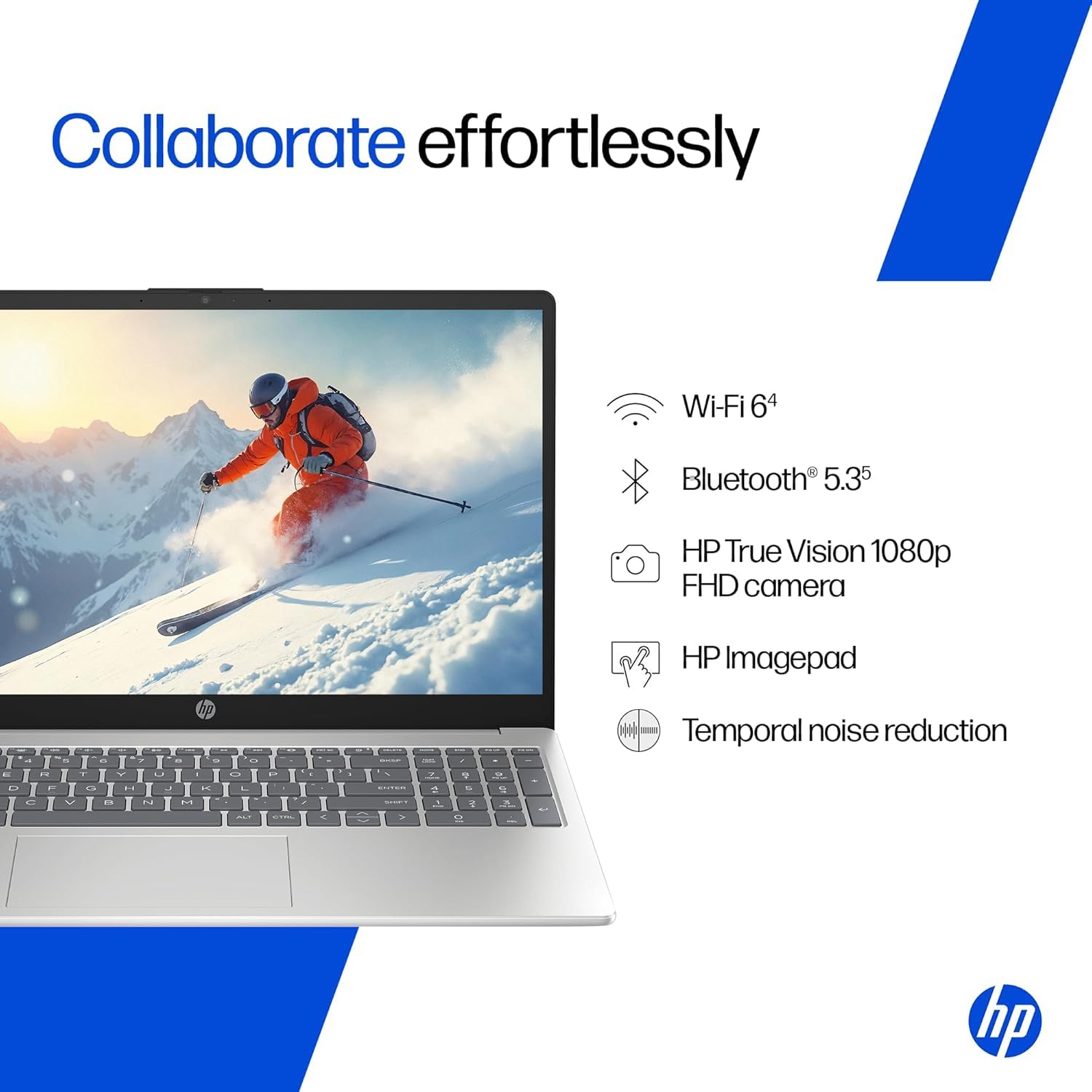 HP 15, Intel Core 5-120U (16GB DDR4, 512GB SSD) FHD, Anti-Glare, Micro-Edge, 15.6''/39.6cm, Win11, M365 Basic(1yr), Office Home24, Silver,1.59kg, fd0682tu, FHD Camera w/Shutter, BL Laptop - Image 10