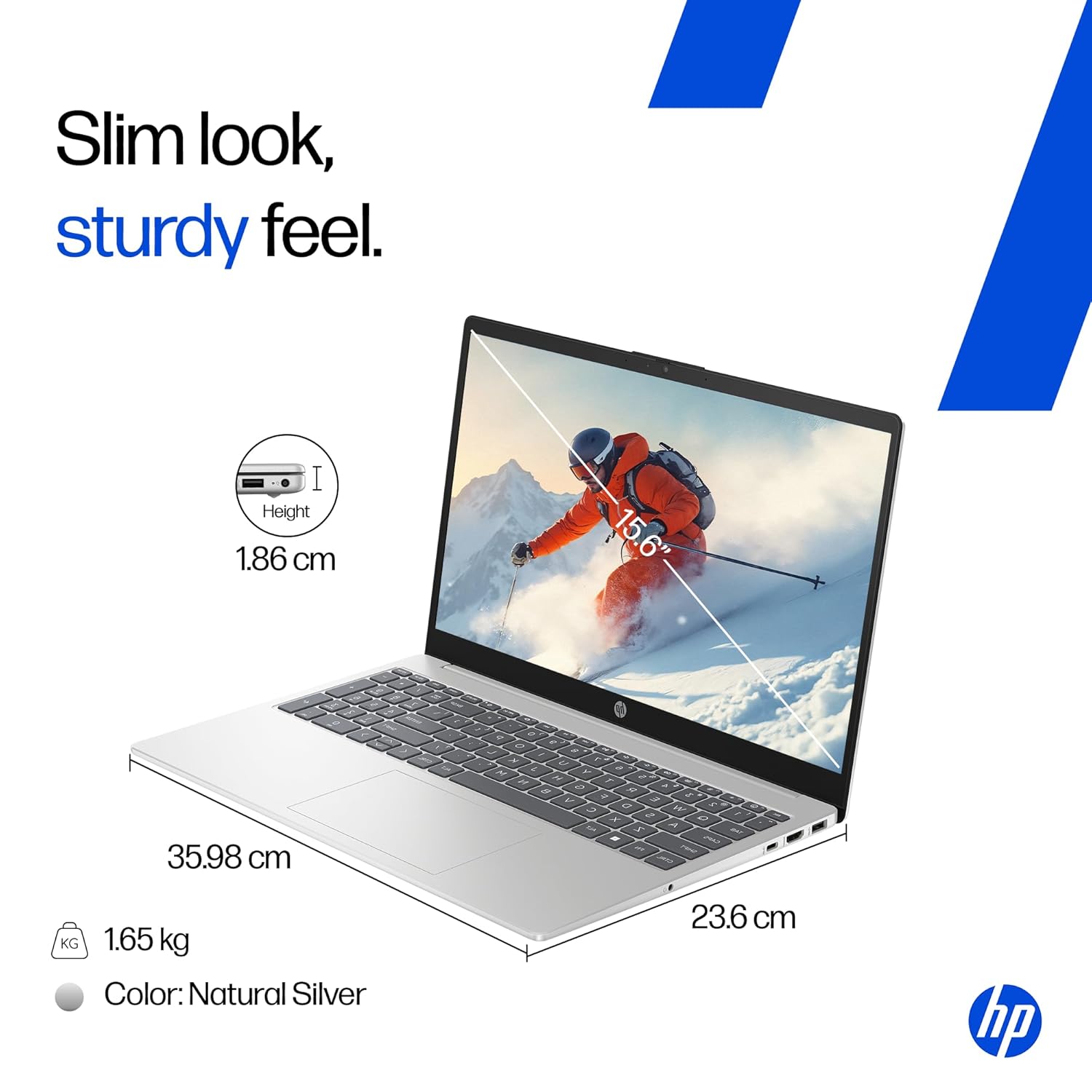 HP 15, Intel Core Ultra 5 125H (16GB DDR5, 1TB SSD) FHD, IPS, 15.6''/39.6cm, Win11, M365 Basic(1yr)*Office24, Silver, 1.65kg, fd1354TU, Intel Arc Graphics, FHD Camera w/Shutter, AI Powered Laptop - Image 14