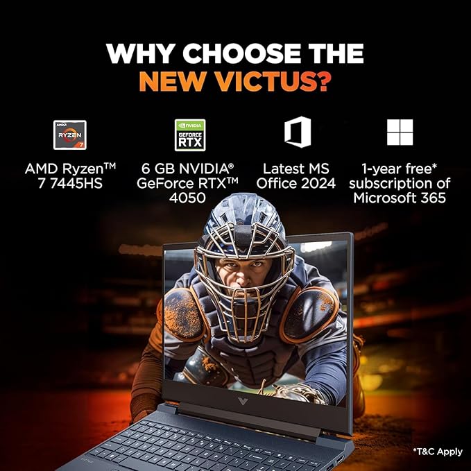 HP Victus, AMD Ryzen 7 7445HS, 6GB RTX 4050,16GB DDR5(Upgradeable) 512GB SSD, 144Hz, IPS, 300nits, FHD, 15.6''/39.6cm, Win11, M365* Office24, Blue, 2.29kg, fb3130AX/3118AX, BL,DTS Audio, Gaming Laptop - Image 2