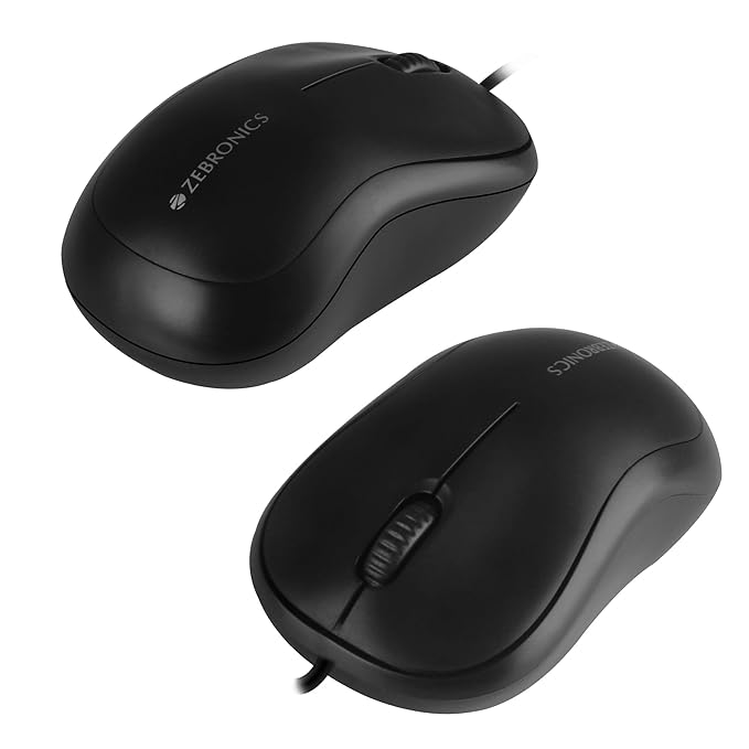 ZEBRONICS Zeb-Comfort Wired USB Mouse, 3-Button, 1000 DPI Optical Sensor, Plug & Play, for Windows/Mac, Black - Image 2