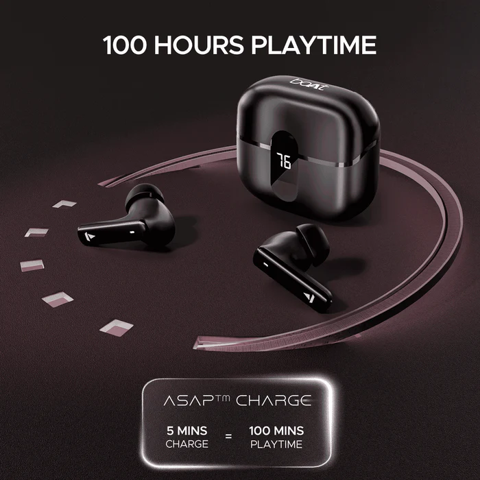 boAt Airdopes Plus 318 Wireless Earbuds with 100 Hours Playback, 4 Mics with ENx™ Technology, BEAST™ Mode - Image 2