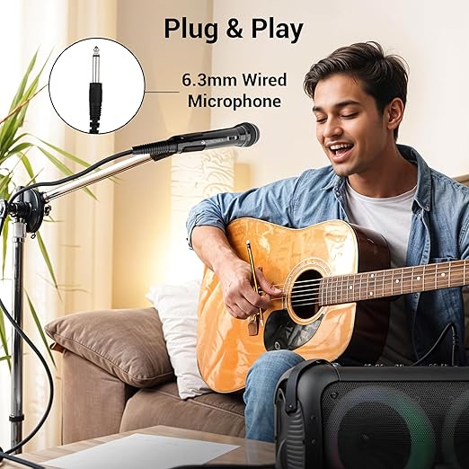 Zebronics MP100, Wired Microphone, 6.3mm, High Sensitivity Dynamic Mic, Cardioid Polar Pattern, for Karaoke | Speech | Stage | Wedding, 2.9 Meter Cable Length - Image 3
