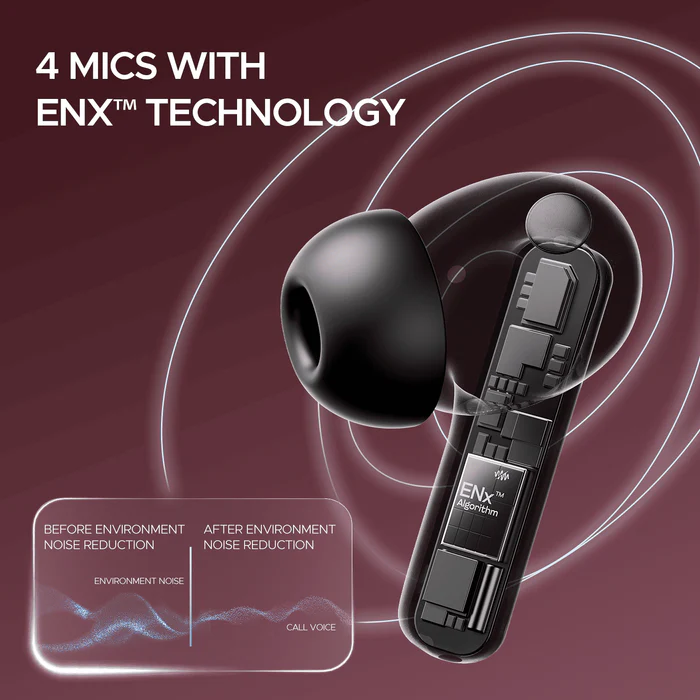 boAt Airdopes Plus 318 Wireless Earbuds with 100 Hours Playback, 4 Mics with ENx™ Technology, BEAST™ Mode - Image 3