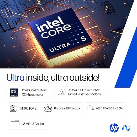 HP 15, Intel Core Ultra 5 125H (16GB DDR5, 1TB SSD) FHD, IPS, 15.6''/39.6cm, Win11, M365 Basic(1yr)*Office24, Silver, 1.65kg, fd1354TU, Intel Arc Graphics, FHD Camera w/Shutter, AI Powered Laptop - Image 3