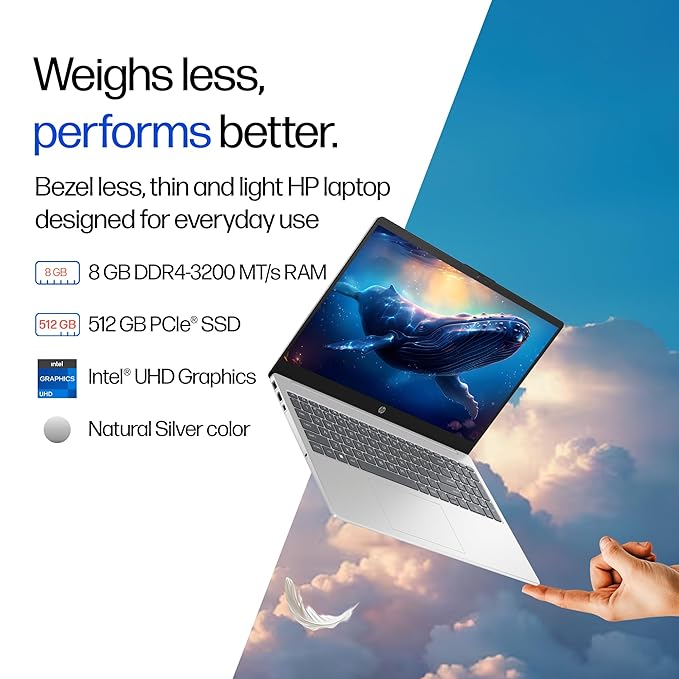 HP 15, 13th Gen Intel Core i3-1315U (8GB DDR4, 512GB SSD), FHD, Micro -Edge, Anti-Glare, 15.6''/39.6cm, Win11, M365* Office24, Silver, 1.59kg, fd0624tu, FHD Camera, UHD Graphics Laptop - Image 3