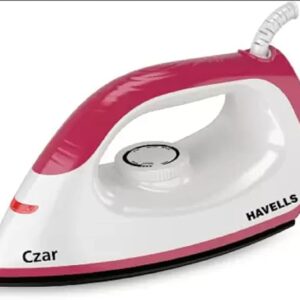 Brand	Havells Special Feature	Aerodynamic Design, Non-Stick Soleplate Colour	RUBY AND WHITE Wattage	1000 Watts Recommended Uses For Product	General Ironing, Pressing Clothes