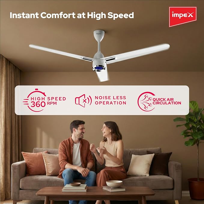 Impex 1200 mm BLDC Ceiling Fan with 7 Speed Remote Control and Timer Function | 5 star Rated Energy Efficient Ceiling Fan Up to 65% | Aluminium Body | | Atom Glow | 4 Year Warranty (White) - Image 4