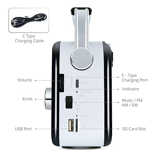 CASTOR iBELL FM820BT Portable FM Radio with Bluetooth Speaker, Rechargeable Battery, USB SD MP3 Player & Dynamic Speaker 3 Band, Black - Image 4