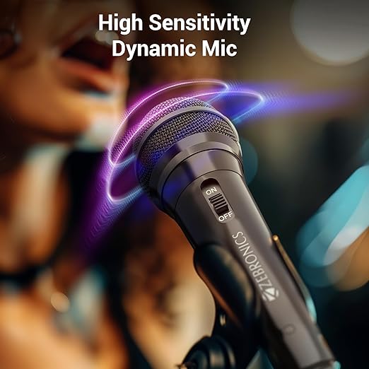 Zebronics MP100, Wired Microphone, 6.3mm, High Sensitivity Dynamic Mic, Cardioid Polar Pattern, for Karaoke | Speech | Stage | Wedding, 2.9 Meter Cable Length - Image 4