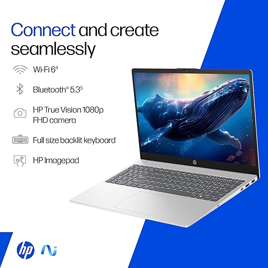 HP 15, Intel Core Ultra 5 125H (16GB DDR5, 1TB SSD) FHD, IPS, 15.6''/39.6cm, Win11, M365 Basic(1yr)*Office24, Silver, 1.65kg, fd1354TU, Intel Arc Graphics, FHD Camera w/Shutter, AI Powered Laptop - Image 4