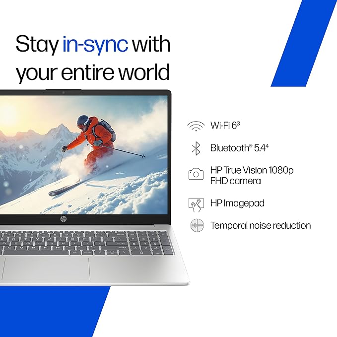 HP 15, 13th Gen Intel Core i3-1315U (8GB DDR4, 512GB SSD), FHD, Micro -Edge, Anti-Glare, 15.6''/39.6cm, Win11, M365* Office24, Silver, 1.59kg, fd0624tu, FHD Camera, UHD Graphics Laptop - Image 5