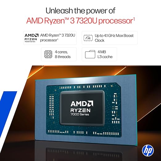 HP 15, AMD Ryzen 3 7320U (8GB LPDDR5, 512GB SSD) FHD, Anti-Glare, Micro-Edge, 15.6''/39.6cm, Win11, M365 Basic(1yr)* Office24, Silver, 1.59kg, fc0500AU, FHD Camera w/Privacy Shutter Laptop - Image 3