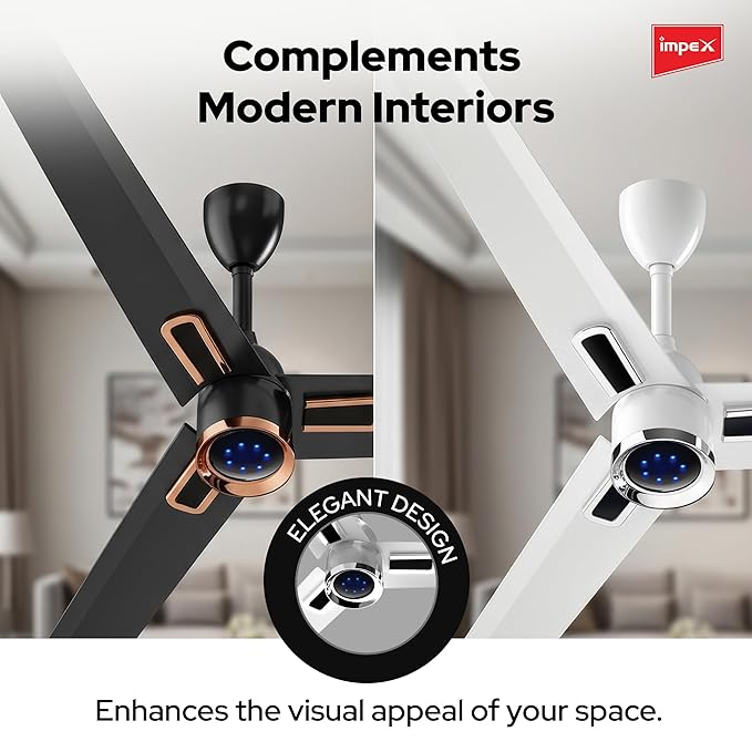 Impex 1200 mm BLDC Ceiling Fan with 7 Speed Remote Control and Timer Function | 5 star Rated Energy Efficient Ceiling Fan Up to 65% | Aluminium Body | | Atom Glow | 4 Year Warranty (White) - Image 6