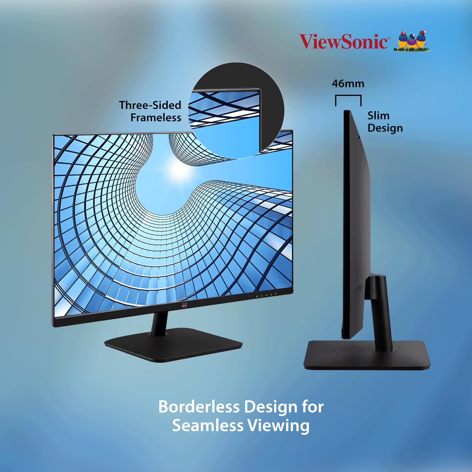 ViewSonic 27 Inch 1920 X1080 Pixels IPS Home and Office Monitor with 100Hz AMD Free Sync, Dual Speaker, Wall Mount, Bezelless, Eye-Care, FlickerFree, Srgb105%, HDMI, VGA - VA2732-MH - Image 6