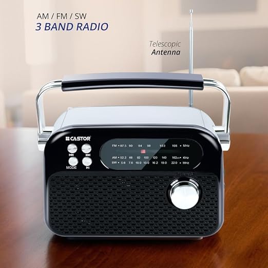 CASTOR iBELL FM820BT Portable FM Radio with Bluetooth Speaker, Rechargeable Battery, USB SD MP3 Player & Dynamic Speaker 3 Band, Black - Image 6