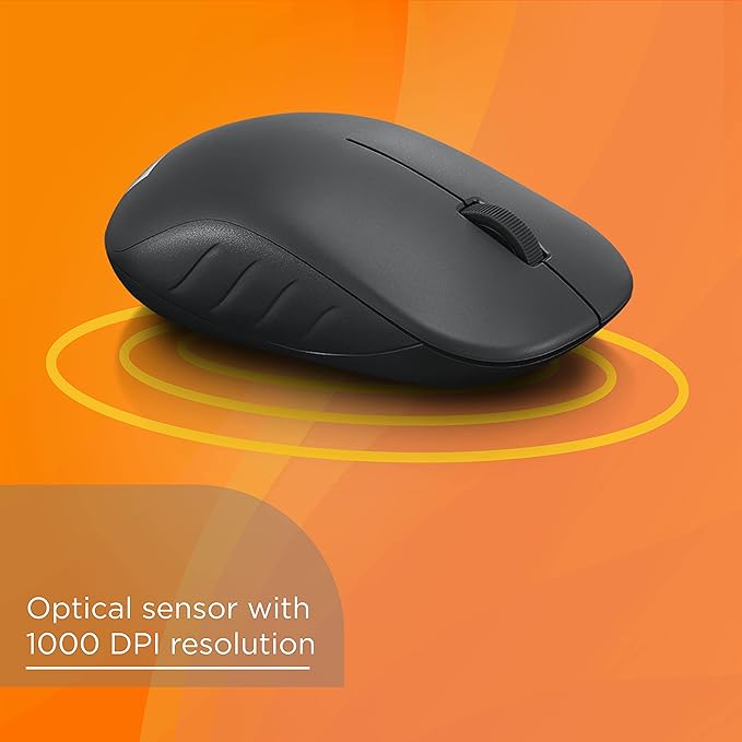 Lenovo 130 Wireless Compact Mouse, 1K DPI Optical sensor, 2.4GHz Wireless NanoUSB, 10m range, 3button(left,right,scroll) upto 3M left/right clicks, 10 month battery, Ambidextrous, Ergonomic GY51C12380 - Image 6