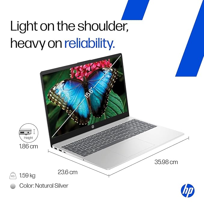 HP 15, Intel Core 5 120U (8GB DDR4, 512GB SSD) FHD, Anti-Glare, Micro-Edge, 15.6''/39.6cm, Win11, M365 Basic(1yr), Offic24, Silver,1.65kg, fd1444TU, FHD Camera w/Privacy Shutter, Backlit Laptop - Image 6