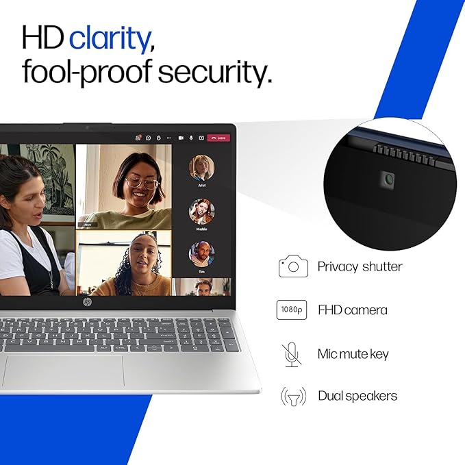 HP 15 Laptop, Intel (14th Gen) Core 5 120U (24GB DDR5, 512GB SSD), Micro-Edge, Anti-Glare, 15.6''/39.6cm, Win11, M365* Office24, Silver, 1.59kg, fd0262TU, FHD Camera, Backlit, Dual Speakers - Image 6